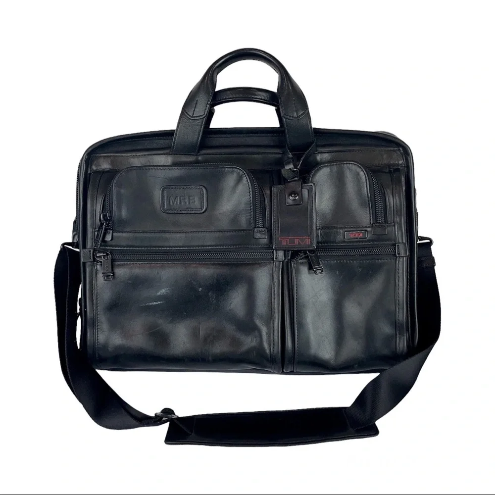 TUMI Black Leather Alpha Briefcase